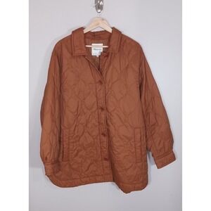 Madewell Airpuff Shirt Jacket 1X Packable Lightweight Puffer Shacket Brown